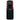 Front view of black nylon cell phone belt holster showing phone on a white background