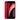Red smartphone with colorful display on a white background