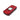 Red phone with a screen displaying time and date on a white background