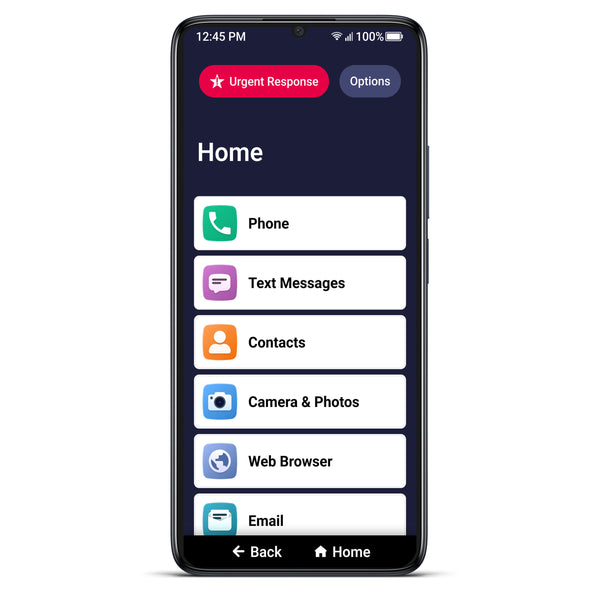 Smartphone displaying the home screen with app icons on a white background