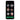 A black smartphone centered on a white background, displaying a video call interface with six circular caller profiles and green text and keypad buttons at the bottom.